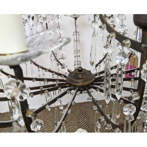 329 - CHANDELIER, 20th century French, ten branch, metal and glass, 75cm drop approx.