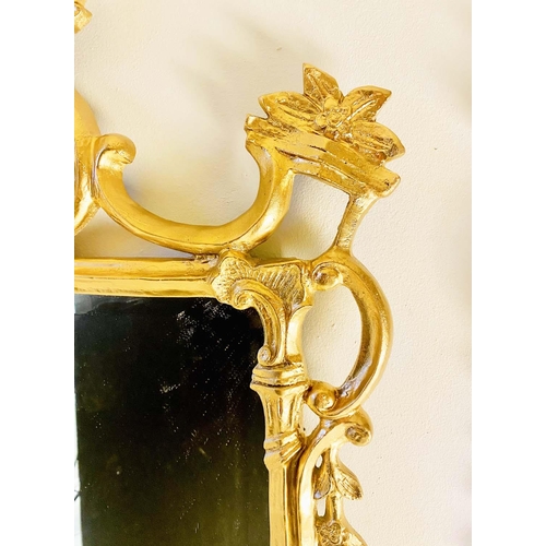 158 - WALL MIRRORS,  a pair, Chippendale style with gilt metal frames, 118cm H x 61cm W. (2)