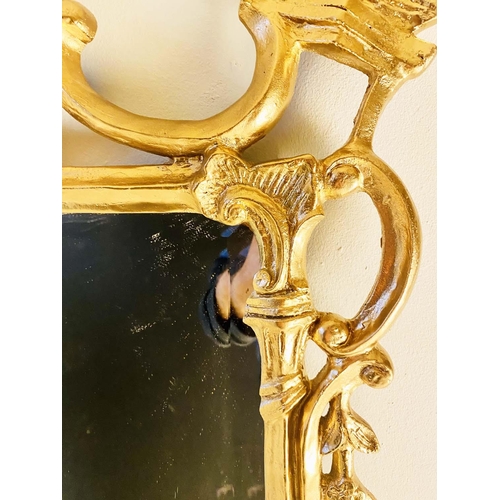 158 - WALL MIRRORS,  a pair, Chippendale style with gilt metal frames, 118cm H x 61cm W. (2)