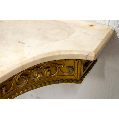 171 - WALL CONSOLE, Victorian, circa 1850, with a shaped marble top on a giltwood and gesso base, 79cm x 6... 