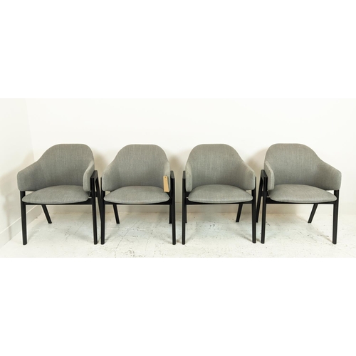 393 - LINLEY SAVILLE DINING CHAIRS, a set of four, by Matthew Hilton, 80cm H approx. (4)