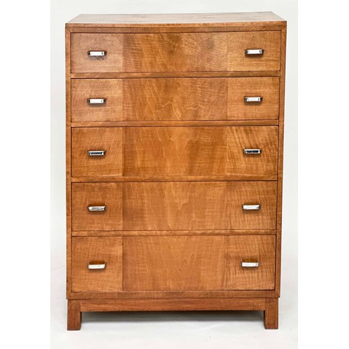 273 - HEALS CHEST OF DRAWERS, mid 20th century walnut with five long drawers, 76cm x 107cm H x 45cm.