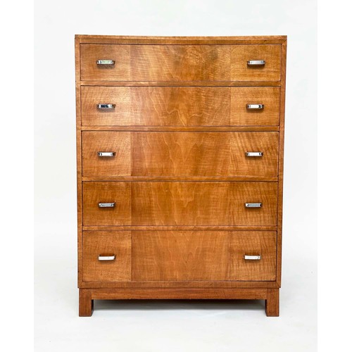 273 - HEALS CHEST OF DRAWERS, mid 20th century walnut with five long drawers, 76cm x 107cm H x 45cm.