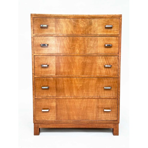 273 - HEALS CHEST OF DRAWERS, mid 20th century walnut with five long drawers, 76cm x 107cm H x 45cm.