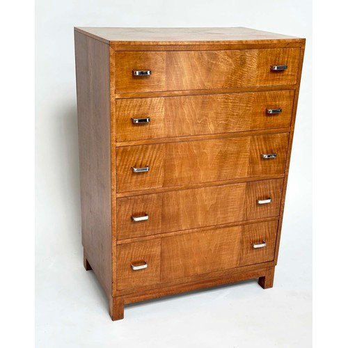 273 - HEALS CHEST OF DRAWERS, mid 20th century walnut with five long drawers, 76cm x 107cm H x 45cm.