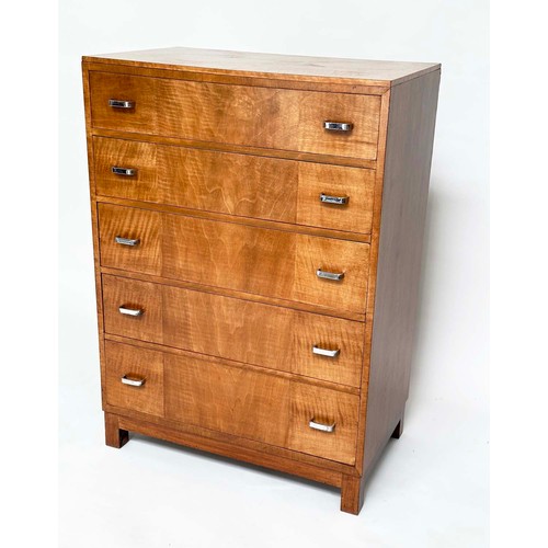 273 - HEALS CHEST OF DRAWERS, mid 20th century walnut with five long drawers, 76cm x 107cm H x 45cm.