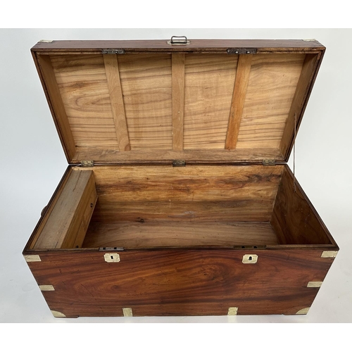 240 - TRUNK, 19th century Chinese export camphorwood and brass bound with rising lid, candle box, two draw... 