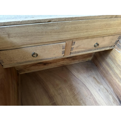 240 - TRUNK, 19th century Chinese export camphorwood and brass bound with rising lid, candle box, two draw... 