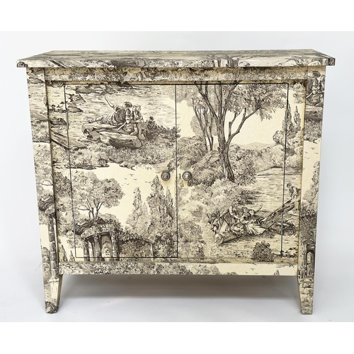 241 - DECOUPAGE CABINET, French style toile-de-juoy decoupage decorated with two doors, 90cm W x 40cm D x ... 