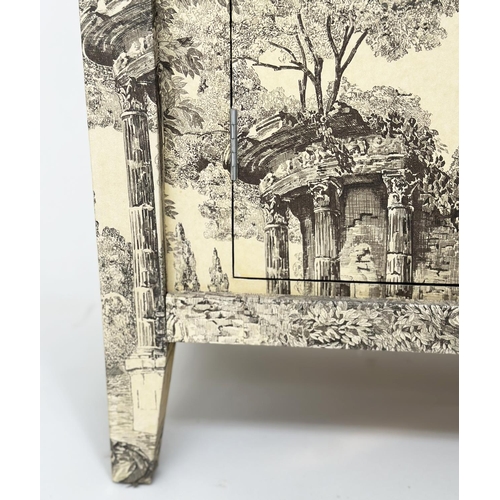 241 - DECOUPAGE CABINET, French style toile-de-juoy decoupage decorated with two doors, 90cm W x 40cm D x ... 