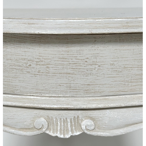 234 - LAMP TABLES, a pair, French Louis XV style grey painted each with drawer and undertier, 50cm x 30cm ... 