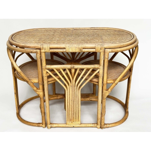 236 - GARDEN/TERRACE SET, rattan framed, wicker panelled and cane bound - rounded rectangular with fitting... 