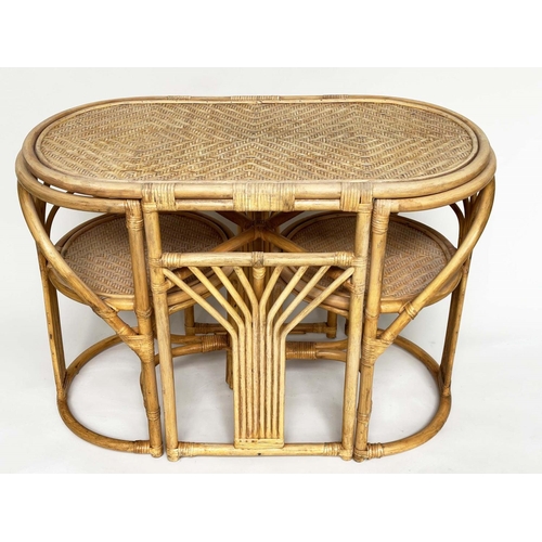 236 - GARDEN/TERRACE SET, rattan framed, wicker panelled and cane bound - rounded rectangular with fitting... 