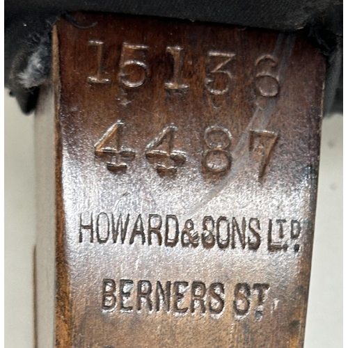 191 - HOWARD AND SONS ARMCHAIR, 19th century with button upholstered back, the back leg stamped 'Howard an... 