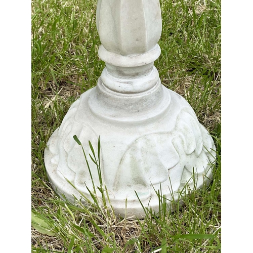 220 - GARDEN FOUNTAIN, 19th century Italian Carrara marble with three graduated tiers and turned pillar su... 