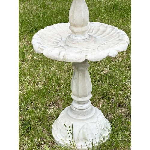 220 - GARDEN FOUNTAIN, 19th century Italian Carrara marble with three graduated tiers and turned pillar su... 