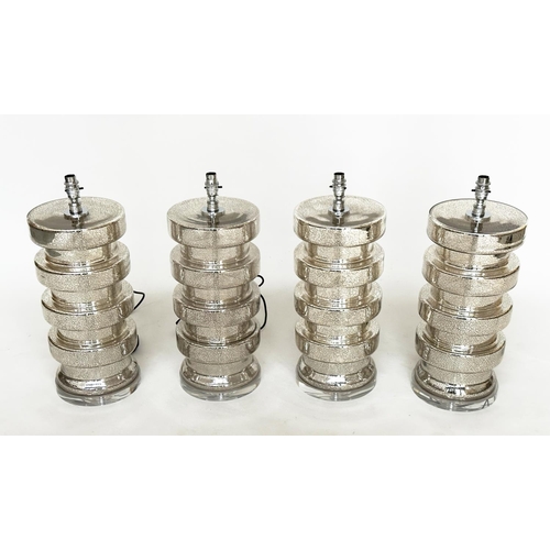 228 - TABLE LAMPS, a set of four, Venetian style silvered mirrored glass, 56cm H. (4)