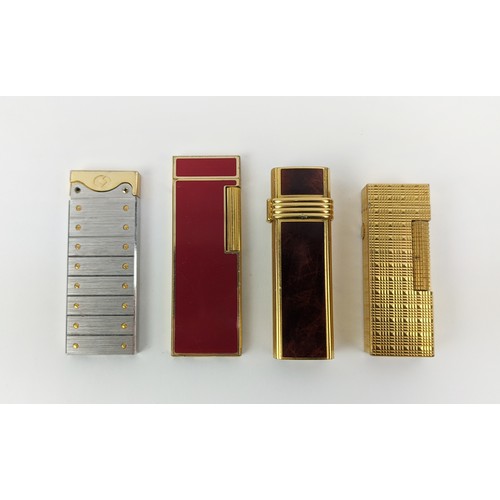 177 - FOUR VARIOUS CIGARETTE LIGHTERS, including a Christian Dior gold plated and enamelled lighter, a Dun... 