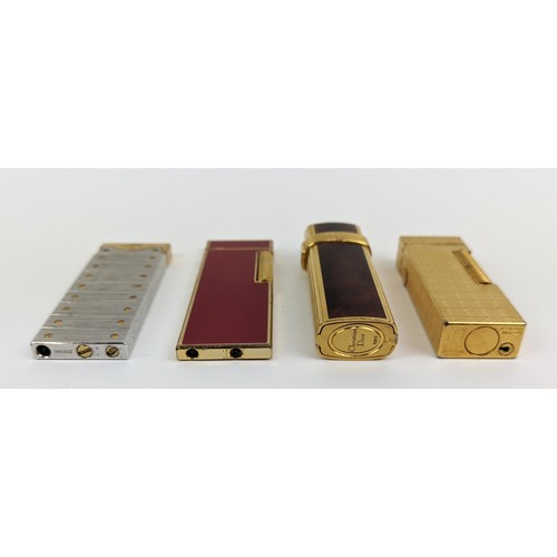 177 - FOUR VARIOUS CIGARETTE LIGHTERS, including a Christian Dior gold plated and enamelled lighter, a Dun... 