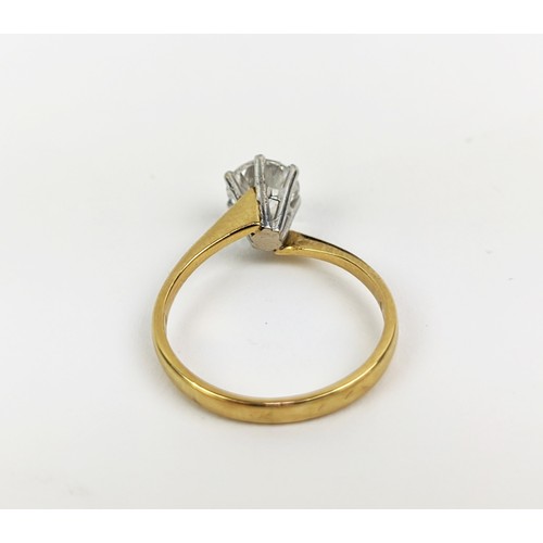 176 - AN 18CT GOLD SOLITAIRE STONE DRESS RING, the brilliant cut stone claw set in a white metal setting, ... 