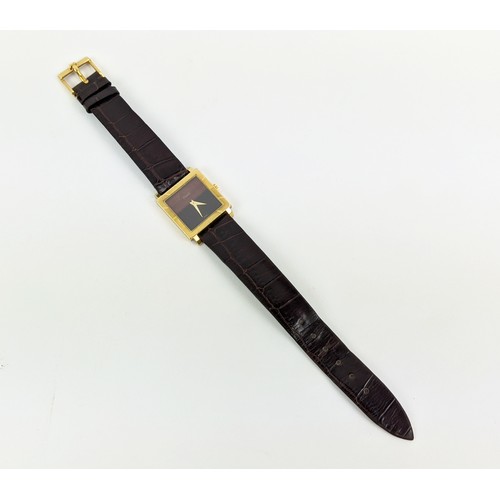 178 - A PIAGET WRISTWATCH, yellow metal cased and alligator leather strap, 18ct gold clasp, circa 1975, se... 