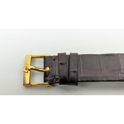 178 - A PIAGET WRISTWATCH, yellow metal cased and alligator leather strap, 18ct gold clasp, circa 1975, se... 