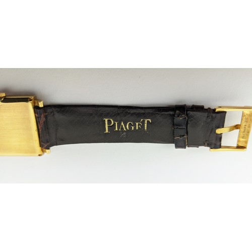 178 - A PIAGET WRISTWATCH, yellow metal cased and alligator leather strap, 18ct gold clasp, circa 1975, se... 