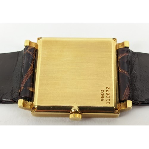 178 - A PIAGET WRISTWATCH, yellow metal cased and alligator leather strap, 18ct gold clasp, circa 1975, se... 