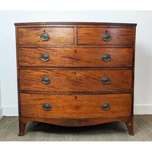 172 - BOWFRONT CHEST, early 19th century mahogany, with five drawers, 108cm W x 57cm D x 104cm H.