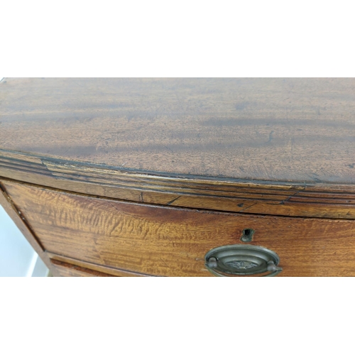 172 - BOWFRONT CHEST, early 19th century mahogany, with five drawers, 108cm W x 57cm D x 104cm H.