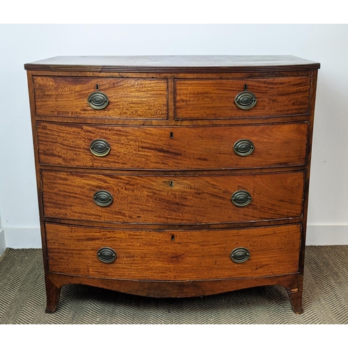 172 - BOWFRONT CHEST, early 19th century mahogany, with five drawers, 108cm W x 57cm D x 104cm H.