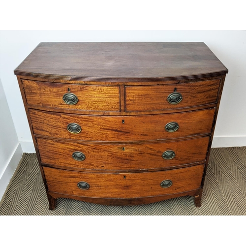 172 - BOWFRONT CHEST, early 19th century mahogany, with five drawers, 108cm W x 57cm D x 104cm H.