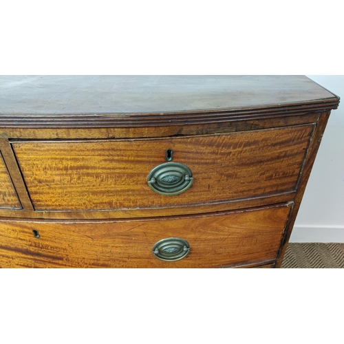 172 - BOWFRONT CHEST, early 19th century mahogany, with five drawers, 108cm W x 57cm D x 104cm H.