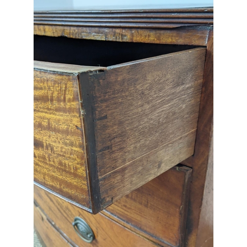 172 - BOWFRONT CHEST, early 19th century mahogany, with five drawers, 108cm W x 57cm D x 104cm H.