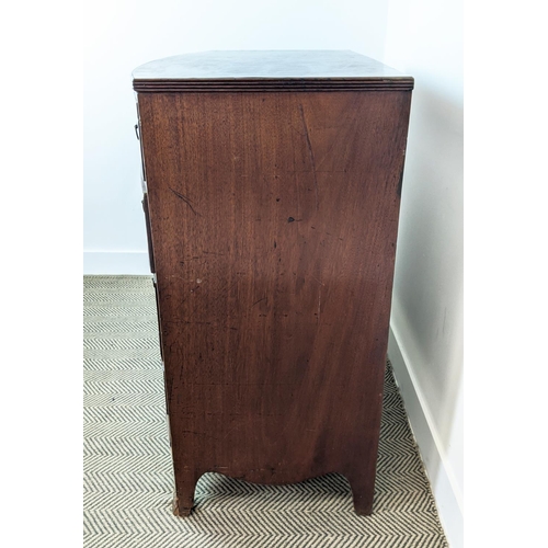 172 - BOWFRONT CHEST, early 19th century mahogany, with five drawers, 108cm W x 57cm D x 104cm H.