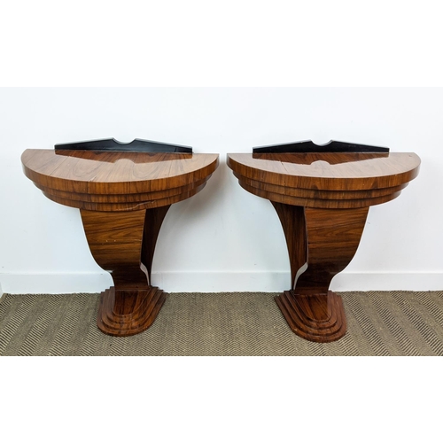 187 - CONSOLE TABLES, a pair, Art Deco design, each 89cm W x 45cm D x 90cm H. (2)