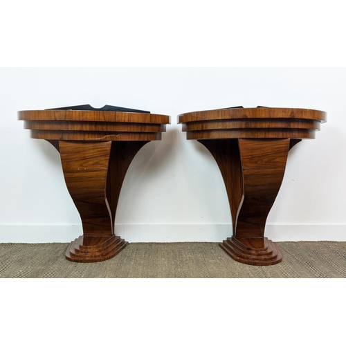 187 - CONSOLE TABLES, a pair, Art Deco design, each 89cm W x 45cm D x 90cm H. (2)