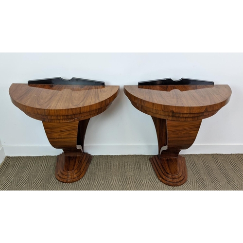 187 - CONSOLE TABLES, a pair, Art Deco design, each 89cm W x 45cm D x 90cm H. (2)