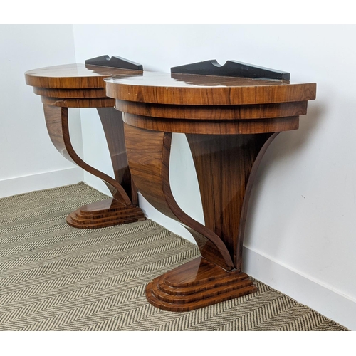 187 - CONSOLE TABLES, a pair, Art Deco design, each 89cm W x 45cm D x 90cm H. (2)