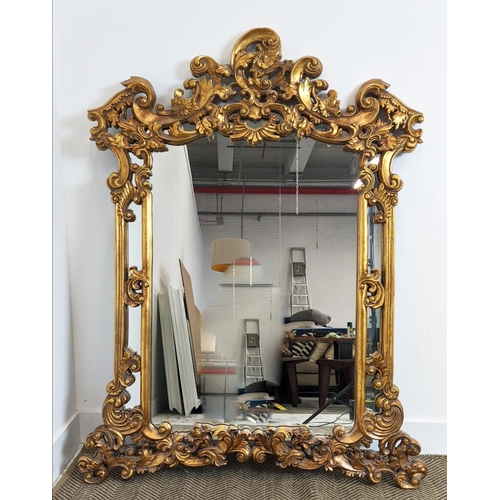 190 - WALL MIRROR, Rococo style gilt framed, 142cm H x 109cm H W.