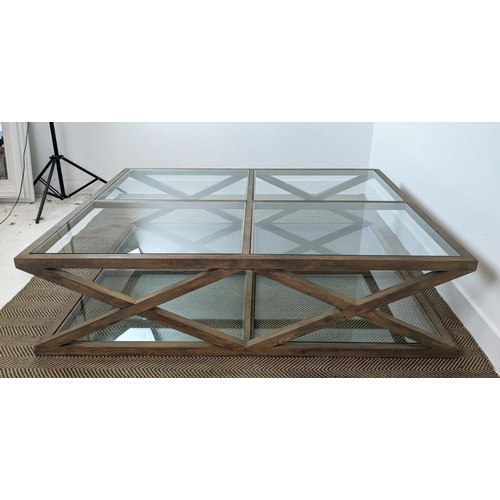 367 - OKA LARGE MARYLEBONE COFFEE TABLE, 160cm W x 140cm D x 42cm H.