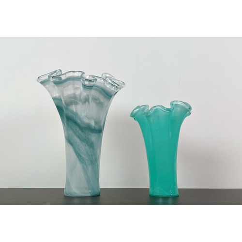 372 - VASES, two differing, Murano style glass, 42cm H at tallest. (2)