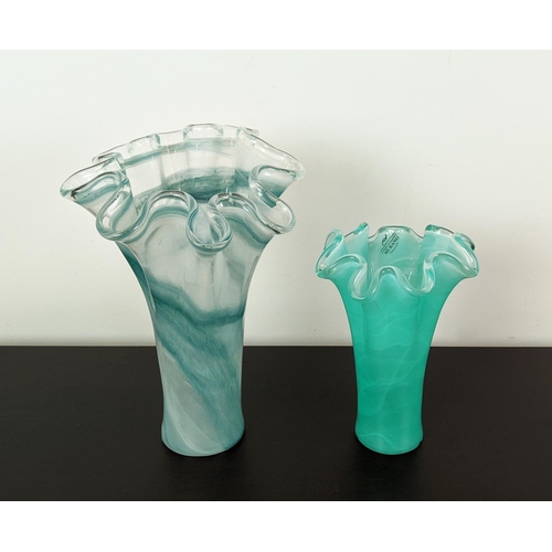 372 - VASES, two differing, Murano style glass, 42cm H at tallest. (2)