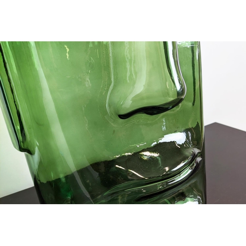 377 - RAPA NUI STYLE VASES, a pair, green tinted glass, 69cm H approx. (2)