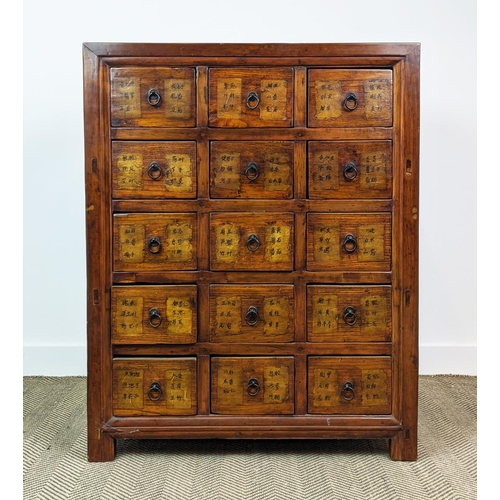 378 - CHINESE STYLE APOTHECARY CHEST, with fifteen drawers, 87cm W x 46cm D x 109cm H.