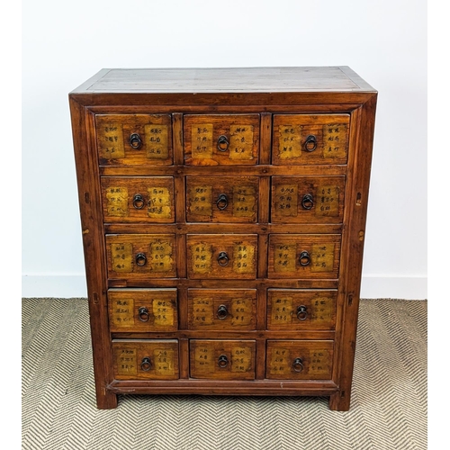 378 - CHINESE STYLE APOTHECARY CHEST, with fifteen drawers, 87cm W x 46cm D x 109cm H.