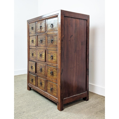 378 - CHINESE STYLE APOTHECARY CHEST, with fifteen drawers, 87cm W x 46cm D x 109cm H.