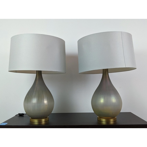 383 - ARTERIORS TABLE LAMPS, a pair, with grey shades, each lamp approx 80cm tall overall including shades... 