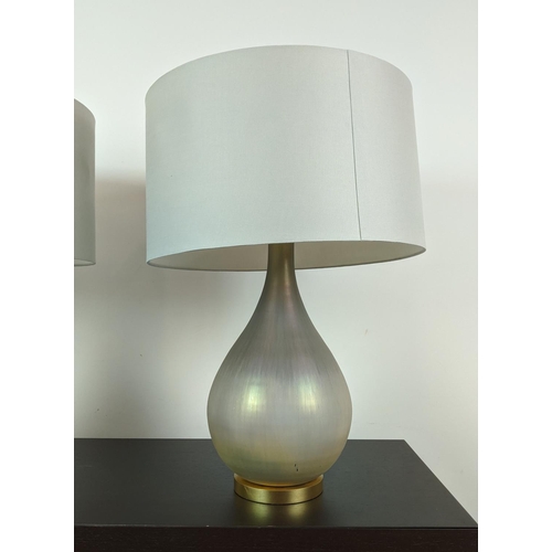 383 - ARTERIORS TABLE LAMPS, a pair, with grey shades, each lamp approx 80cm tall overall including shades... 