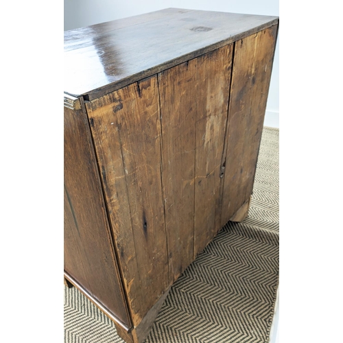 100 - CHEST, George III oak, with three drawers on later bracket feet, 86cm H x 76cm W x 46cm D.